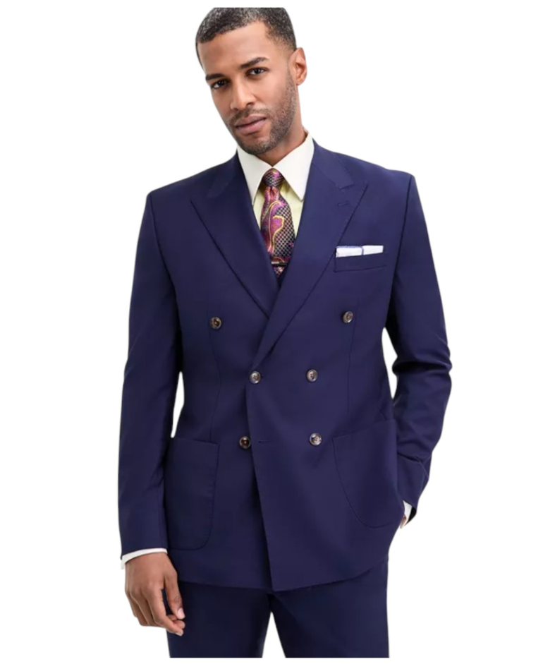 Tayion Mens Classic fit Double Breasted Sport Coat Blazer 48 R